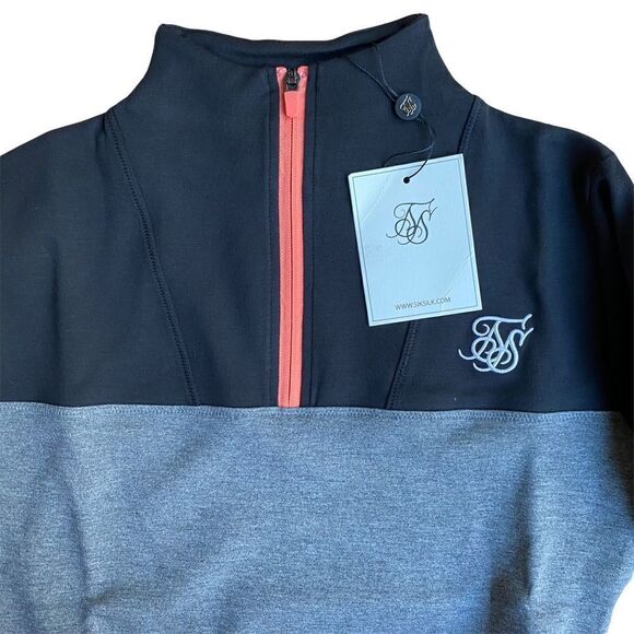 Sik Silk Advantage 1/4 Zip Track Top Black Grey Sz US 6 NWT - Picture 5 of 9